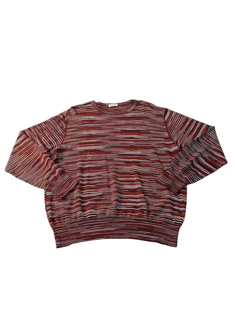 Missoni Sport Men’s Dark Red Retro Multistripe Crewneck Sweater Size Large